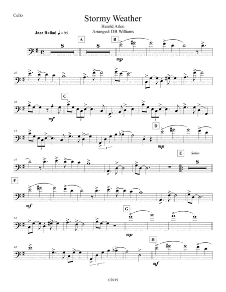 Free Sheet Music Stormy Weather Cello