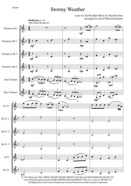 Stormy Weather For Clarinet Sextet Or Clarinet Choir Sheet Music