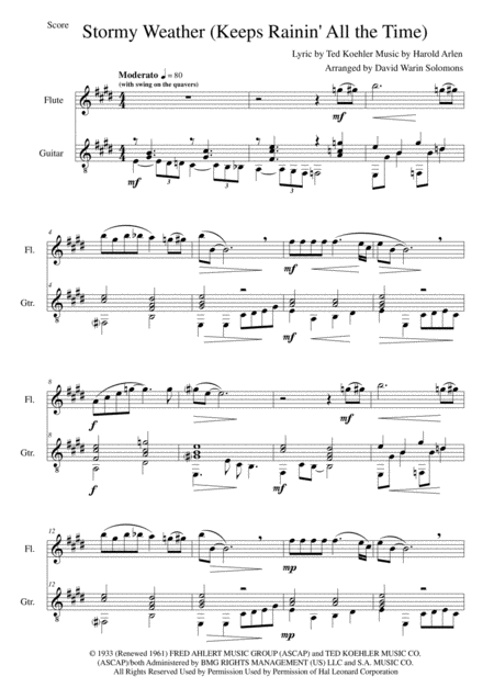 Stormy Weather For Flute And Guitar Sheet Music