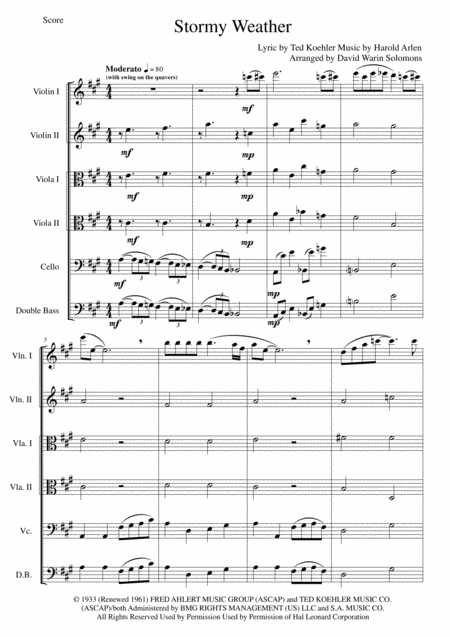 Free Sheet Music Stormy Weather For String Sextet 2 Violins 2 Violas Cello And Double Bass