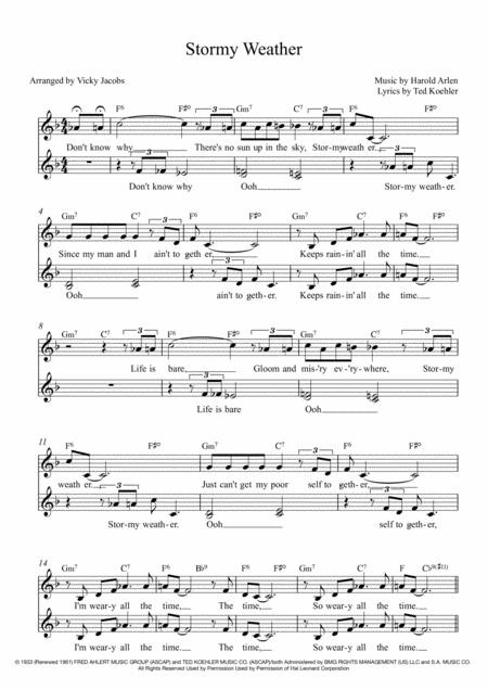 Stormy Weather Leadsheet For Singalongs Sheet Music