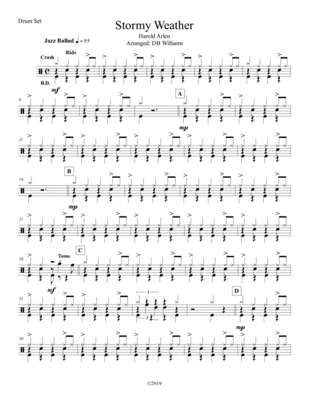 Free Sheet Music Stormy Weather Strings Drum Set