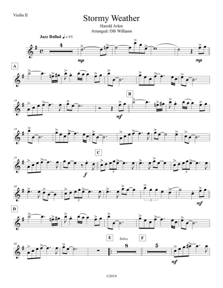 Free Sheet Music Stormy Weather Violin 2