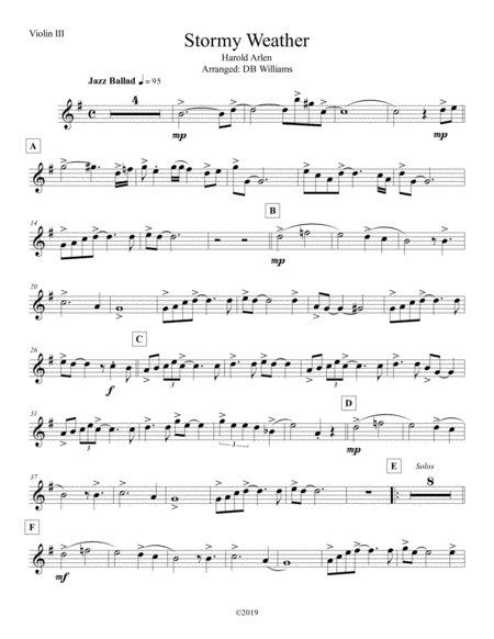 Free Sheet Music Stormy Weather Violin 3