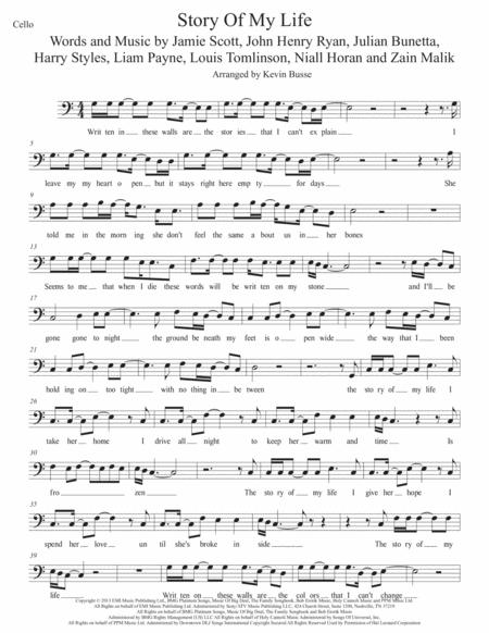 Free Sheet Music Story Of My Life Easy Key Of C Cello