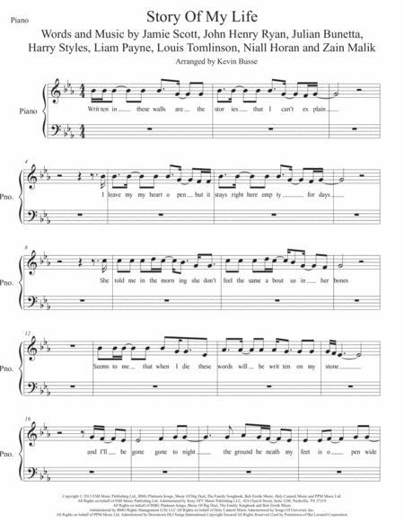 Free Sheet Music Story Of My Life Original Key Piano