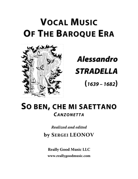 Stradella Alessandro So Ben Che Mi Saettano Canzonetta For Voice And Piano A Major Sheet Music