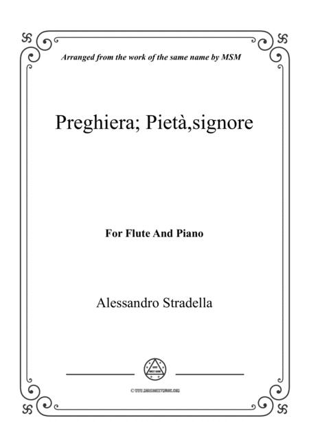 Free Sheet Music Stradella Preghiera Piet Signore For Flute And Piano