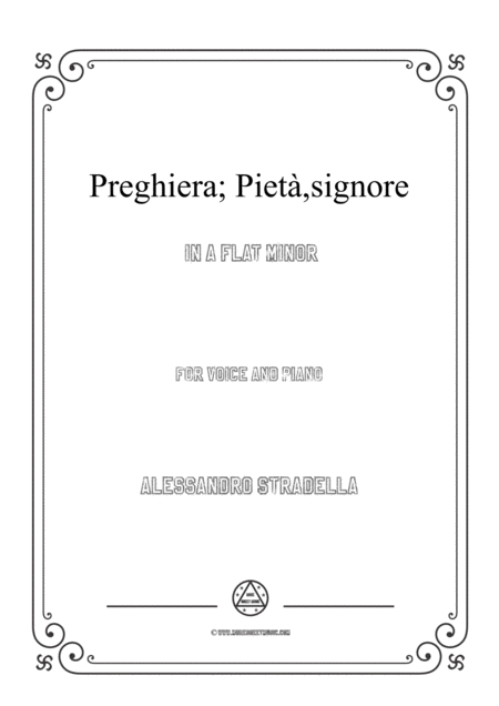 Free Sheet Music Stradella Preghiera Piet Signore In A Flat Minor For Voice And Piano