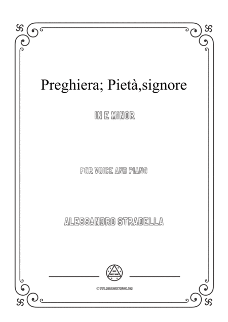 Stradella Preghiera Piet Signore In E Minor For Voice And Piano Sheet Music