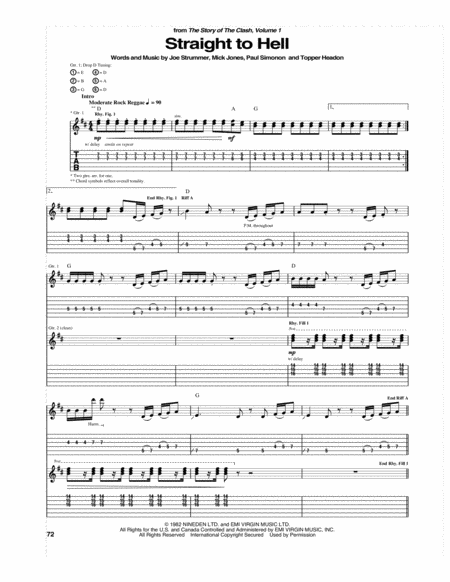 Straight To Hell Sheet Music