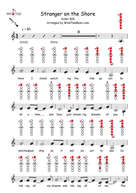 Free Sheet Music Stranger On The Shore Clarinet Sheet Music Tab