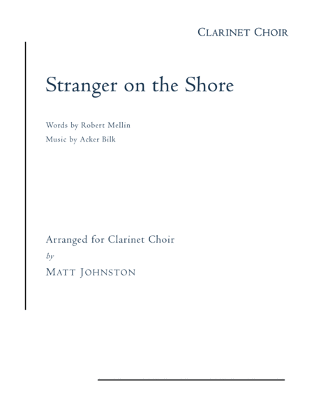 Stranger On The Shore For Clarinet Choir Sheet Music