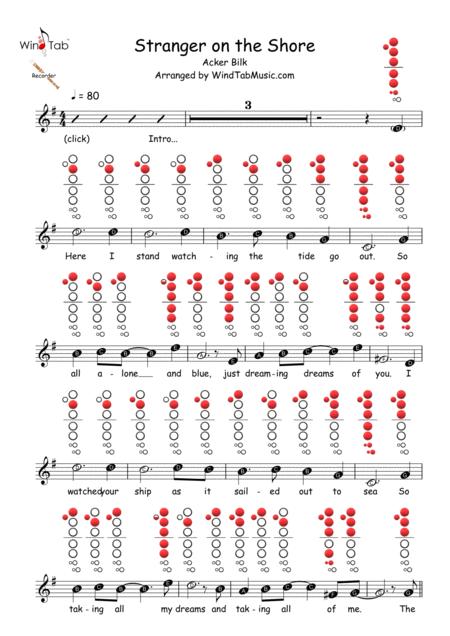 Free Sheet Music Stranger On The Shore Recorder Sheet Music Tab