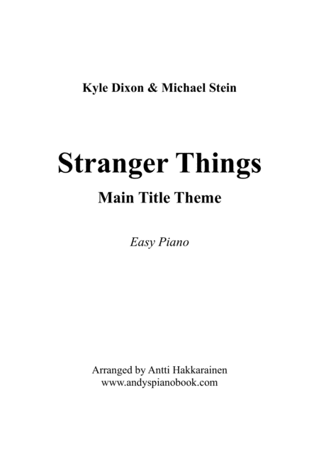 Stranger Things Main Title Theme Easy Piano Sheet Music