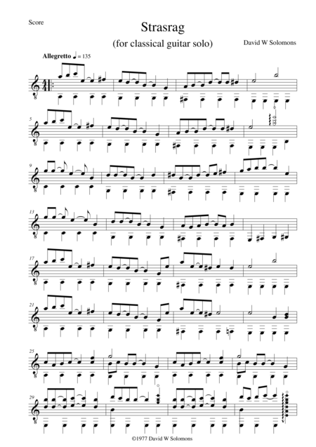 Free Sheet Music Strasrag Rag On Leaving Strasbourg For Guitar Solo