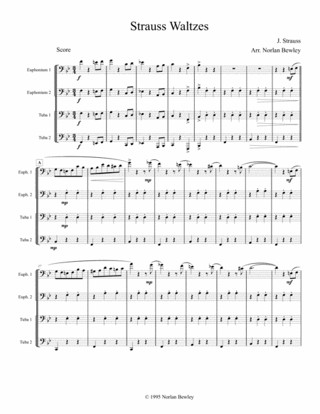 Strauss Waltzes Medley Tuba Euphonium Quartet Sheet Music