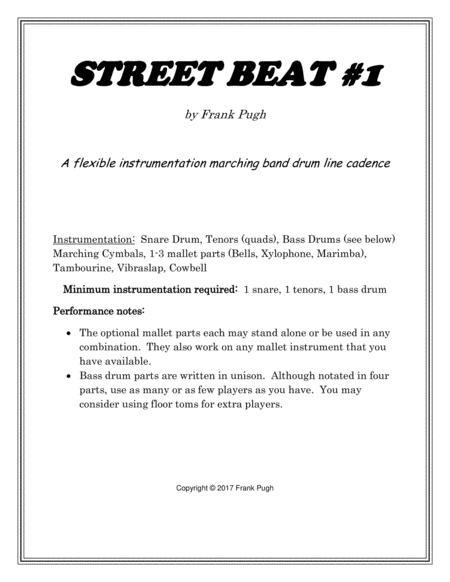 Street Beat 1 Sheet Music