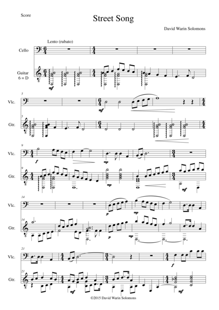 Street Song For Cello And Guitar Sheet Music