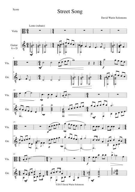 Free Sheet Music Street Song For Viola And Guitar