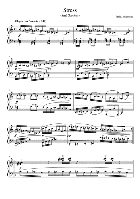 Stress For Solo Piano Sheet Music