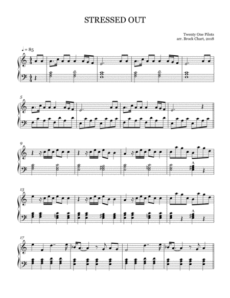 Free Sheet Music Stressed Out Intermediate Piano Solo