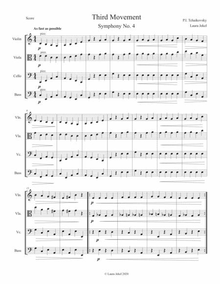 Free Sheet Music String Orchestra Arrangement Of Symphony No 4 Movement 3 By Tchaikovsky