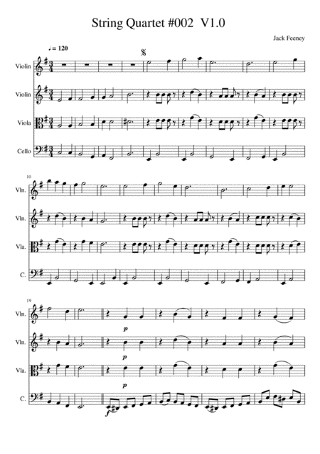 Free Sheet Music String Quartet 002