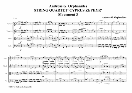 String Quartet Cyprus Zephyr Movement 3 Sheet Music