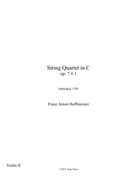 String Quartet In C Major Op 7 No 1 Second Violin Sheet Music