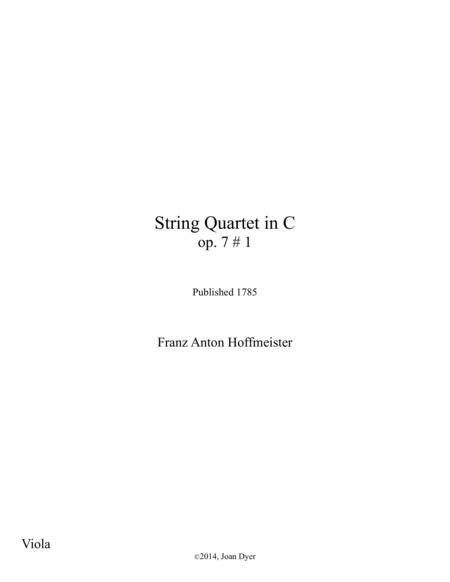 String Quartet In C Major Op 7 No 1 Viola Sheet Music