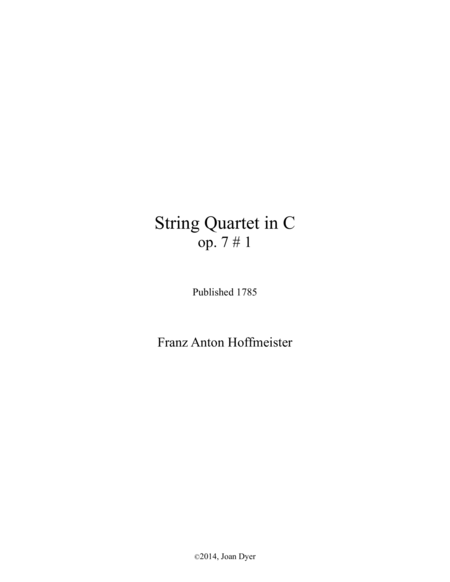 String Quartet In C Major Op 7 No 1 Sheet Music