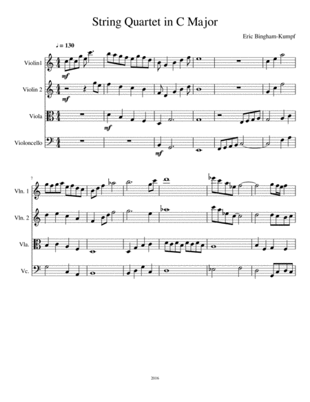 String Quartet In C Major Sheet Music