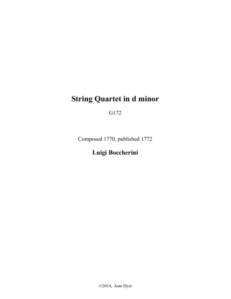 Free Sheet Music String Quartet In D Minor G 172