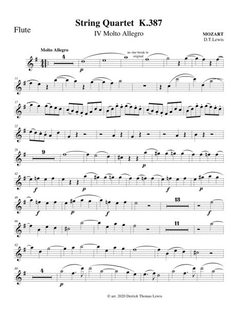 String Quartet K 387 Finale For Wws Sheet Music