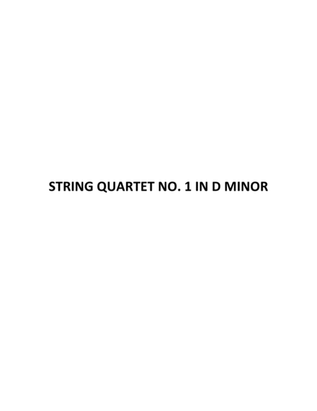 String Quartet No 1 In D Minor Sheet Music