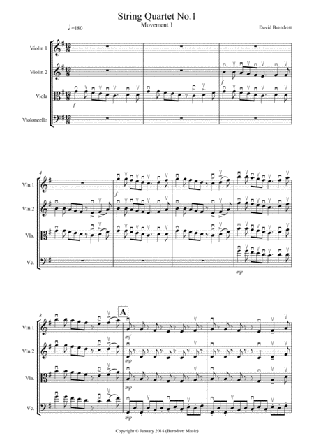 String Quartet No 1 Movement 1 Sheet Music