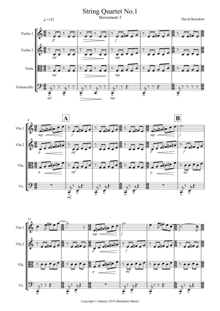 String Quartet No 1 Movement 3 Sheet Music