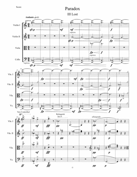 String Quartet No 1 Paradox Sheet Music