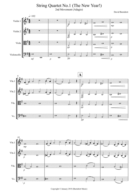 Free Sheet Music String Quartet No 1 The New Year Movement 2 Adagio