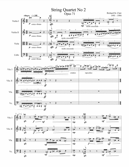 Free Sheet Music String Quartet No 2 1994 Score And Parts