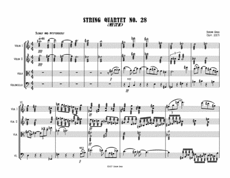 String Quartet No 28 Mystic Sheet Music