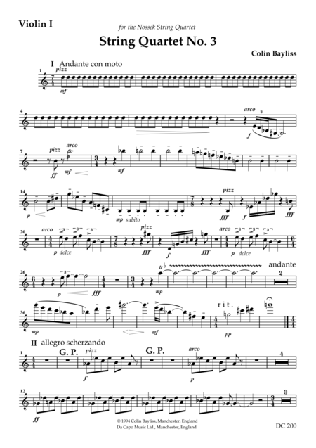 String Quartet No 3 Parts Sheet Music