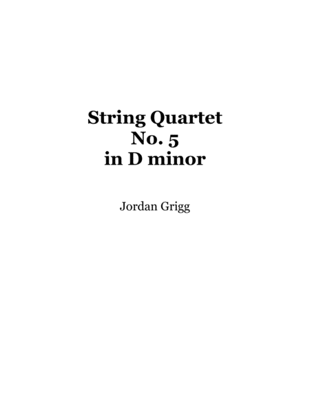 Free Sheet Music String Quartet No 5 In D Minor