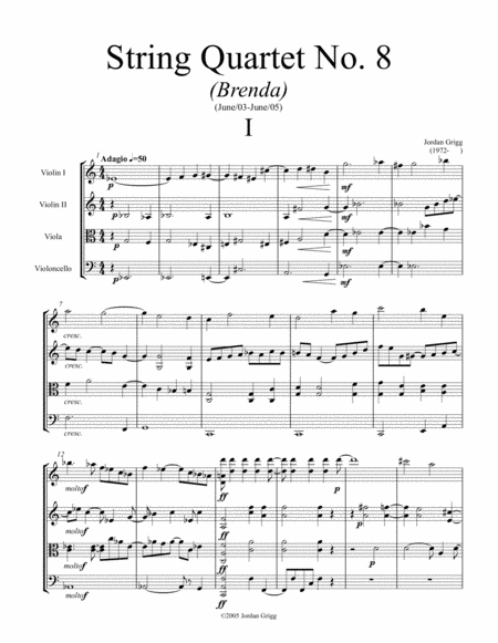 Free Sheet Music String Quartet No 8 Brenda Score And Parts