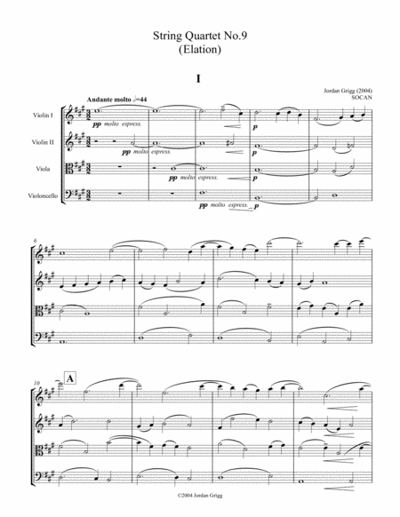 Free Sheet Music String Quartet No 9 In A Major Elation