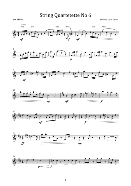 Free Sheet Music String Quartetette No 6