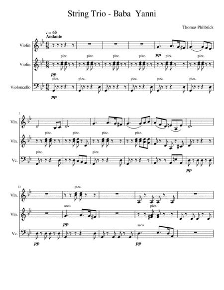 String Trio Baba Yanni Sheet Music