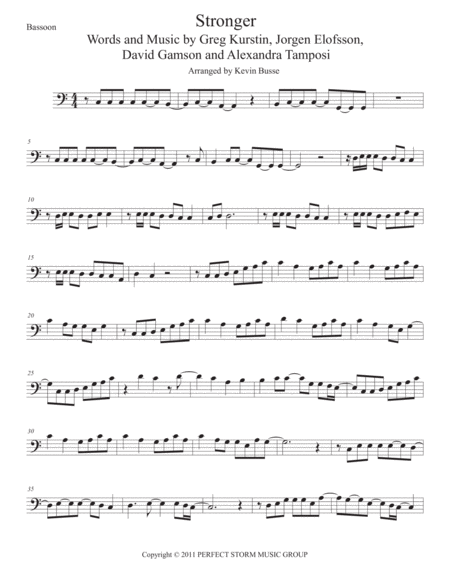 Free Sheet Music Stronger Easy Key Of C Bassoon