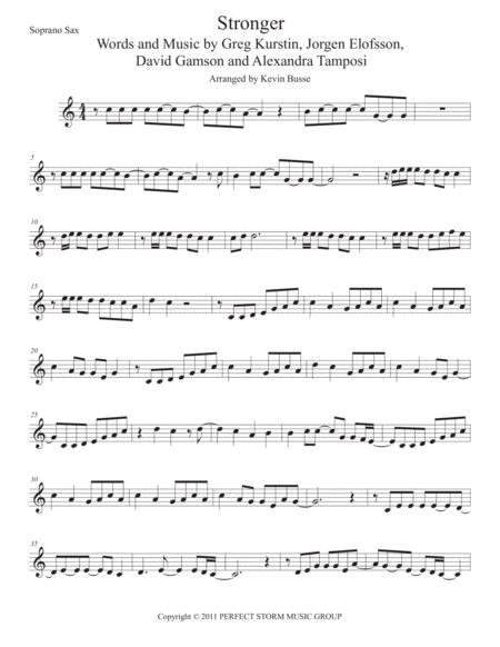 Stronger Easy Key Of C Soprano Sax Sheet Music